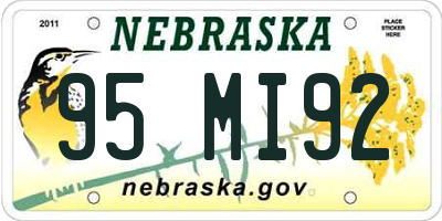NE license plate 95MI92