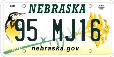 NE license plate 95MJ16