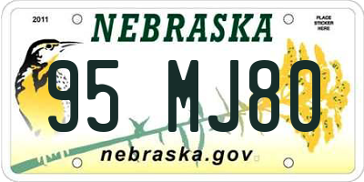 NE license plate 95MJ80