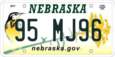NE license plate 95MJ96
