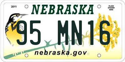 NE license plate 95MN16