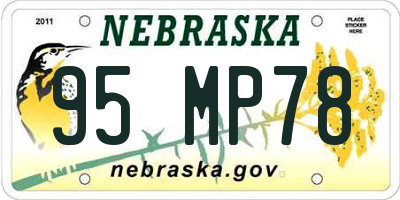 NE license plate 95MP78