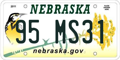NE license plate 95MS31
