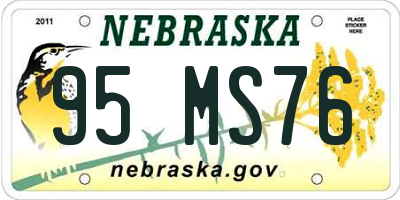 NE license plate 95MS76