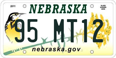 NE license plate 95MT12