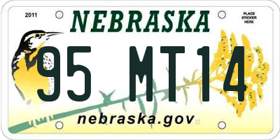 NE license plate 95MT14