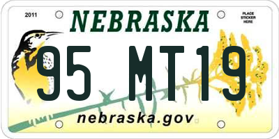 NE license plate 95MT19