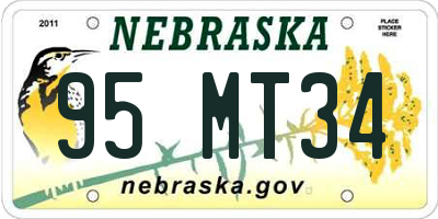 NE license plate 95MT34
