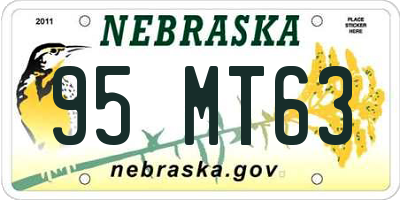 NE license plate 95MT63