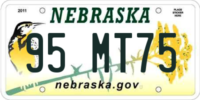 NE license plate 95MT75