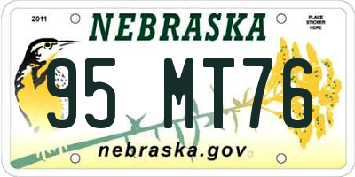 NE license plate 95MT76
