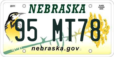 NE license plate 95MT78