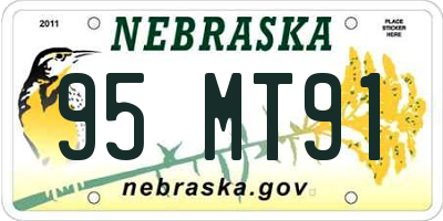 NE license plate 95MT91
