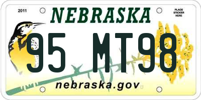 NE license plate 95MT98
