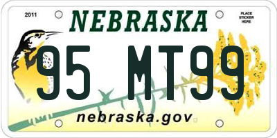 NE license plate 95MT99