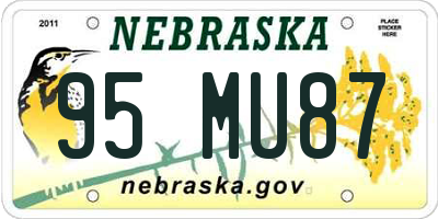 NE license plate 95MU87