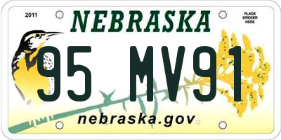 NE license plate 95MV91