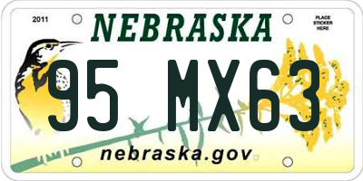 NE license plate 95MX63