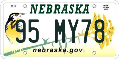 NE license plate 95MY78