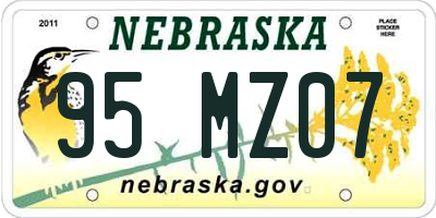 NE license plate 95MZ07