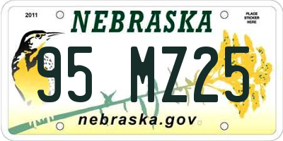 NE license plate 95MZ25