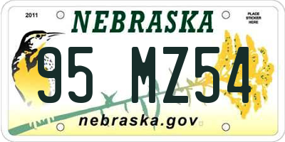 NE license plate 95MZ54