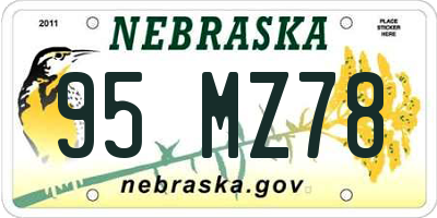 NE license plate 95MZ78