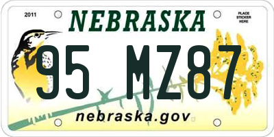 NE license plate 95MZ87