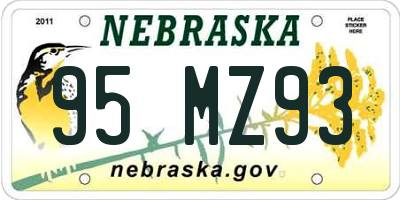 NE license plate 95MZ93