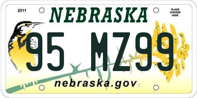 NE license plate 95MZ99