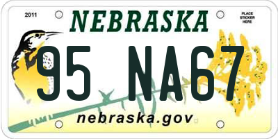 NE license plate 95NA67