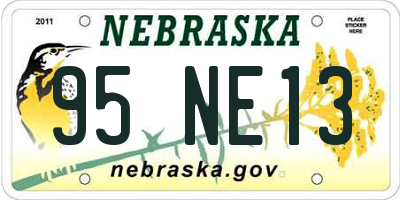 NE license plate 95NE13