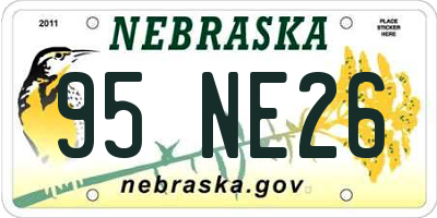 NE license plate 95NE26