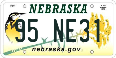 NE license plate 95NE31
