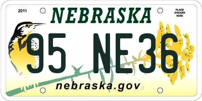 NE license plate 95NE36