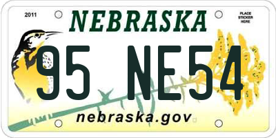 NE license plate 95NE54