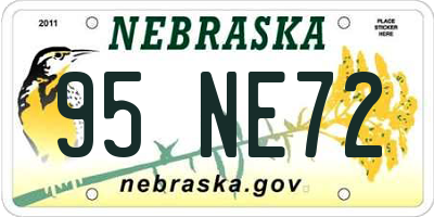 NE license plate 95NE72