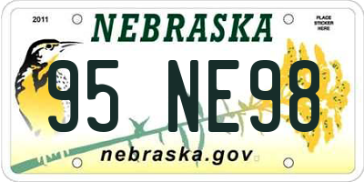NE license plate 95NE98