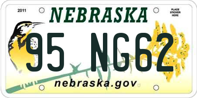 NE license plate 95NG62