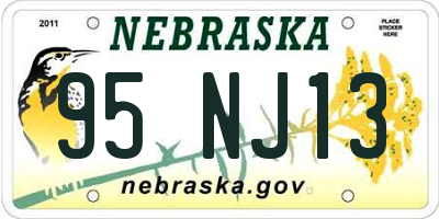NE license plate 95NJ13