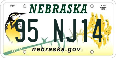NE license plate 95NJ14