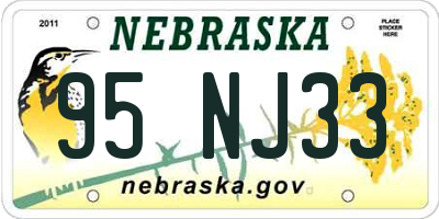 NE license plate 95NJ33