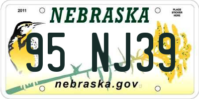 NE license plate 95NJ39