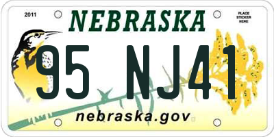 NE license plate 95NJ41