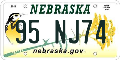 NE license plate 95NJ74