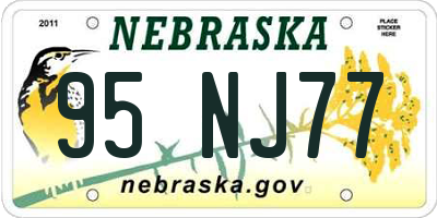 NE license plate 95NJ77