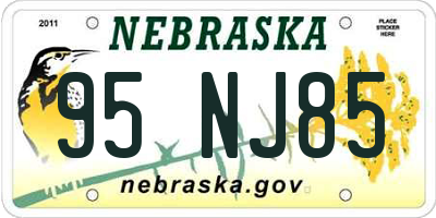 NE license plate 95NJ85