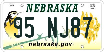 NE license plate 95NJ87
