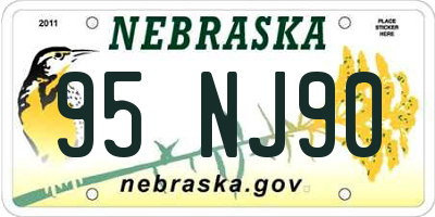 NE license plate 95NJ90