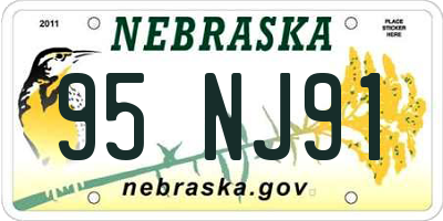 NE license plate 95NJ91